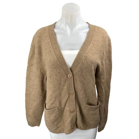 Aritzia Wilfred Brown V Neck Pocket Button Down Cardigan Sweater Top Size M - Picture 1 of 4